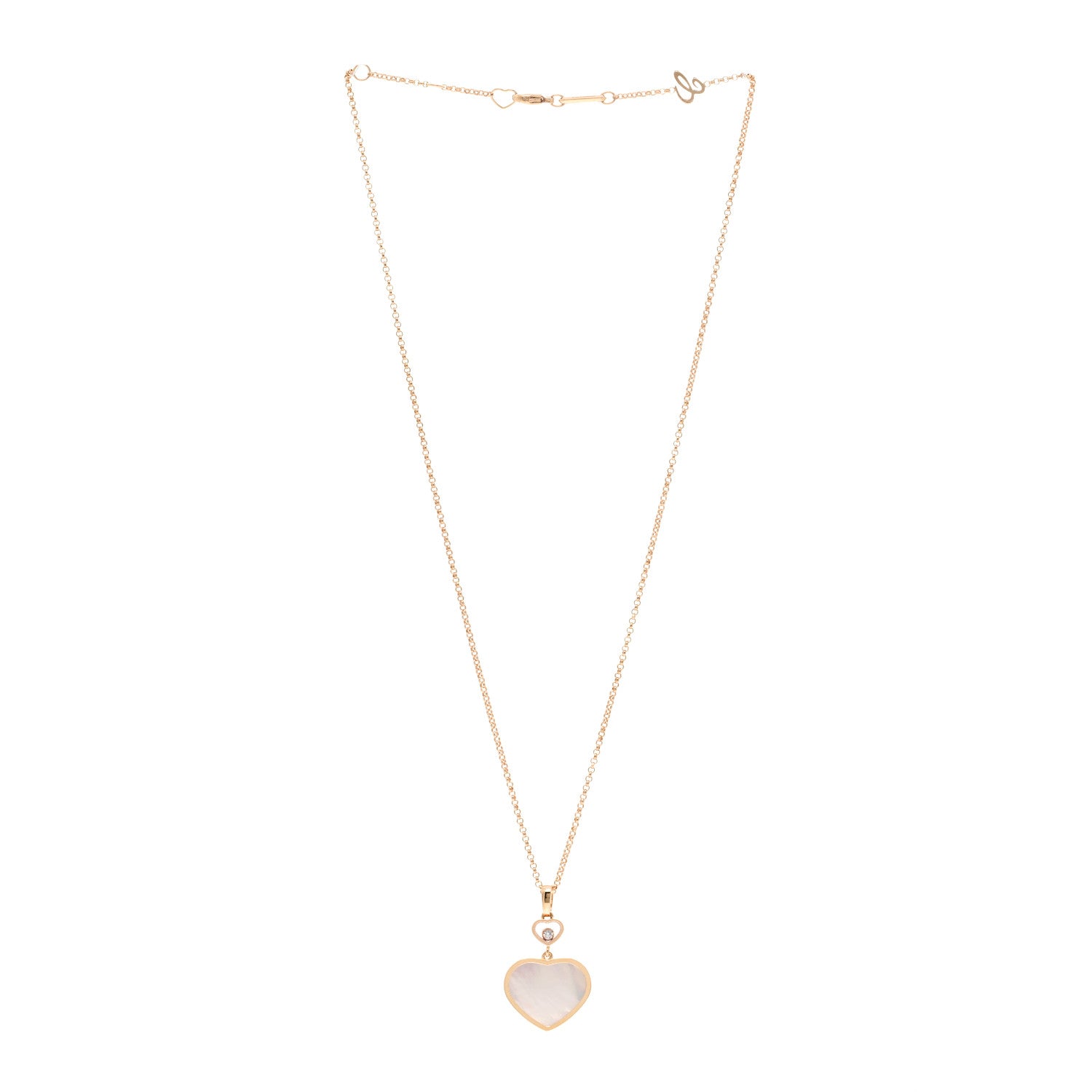 Chopard 18K Rose Gold Diamond Mother of Pearl Happy Hearts Necklace 3 of 5