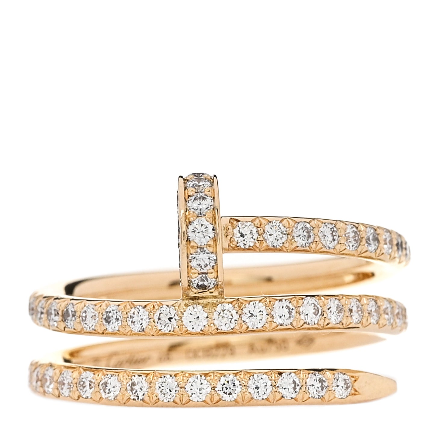 18K Yellow Gold Diamond Double Juste Un Clou Paved Ring 46 3.75
