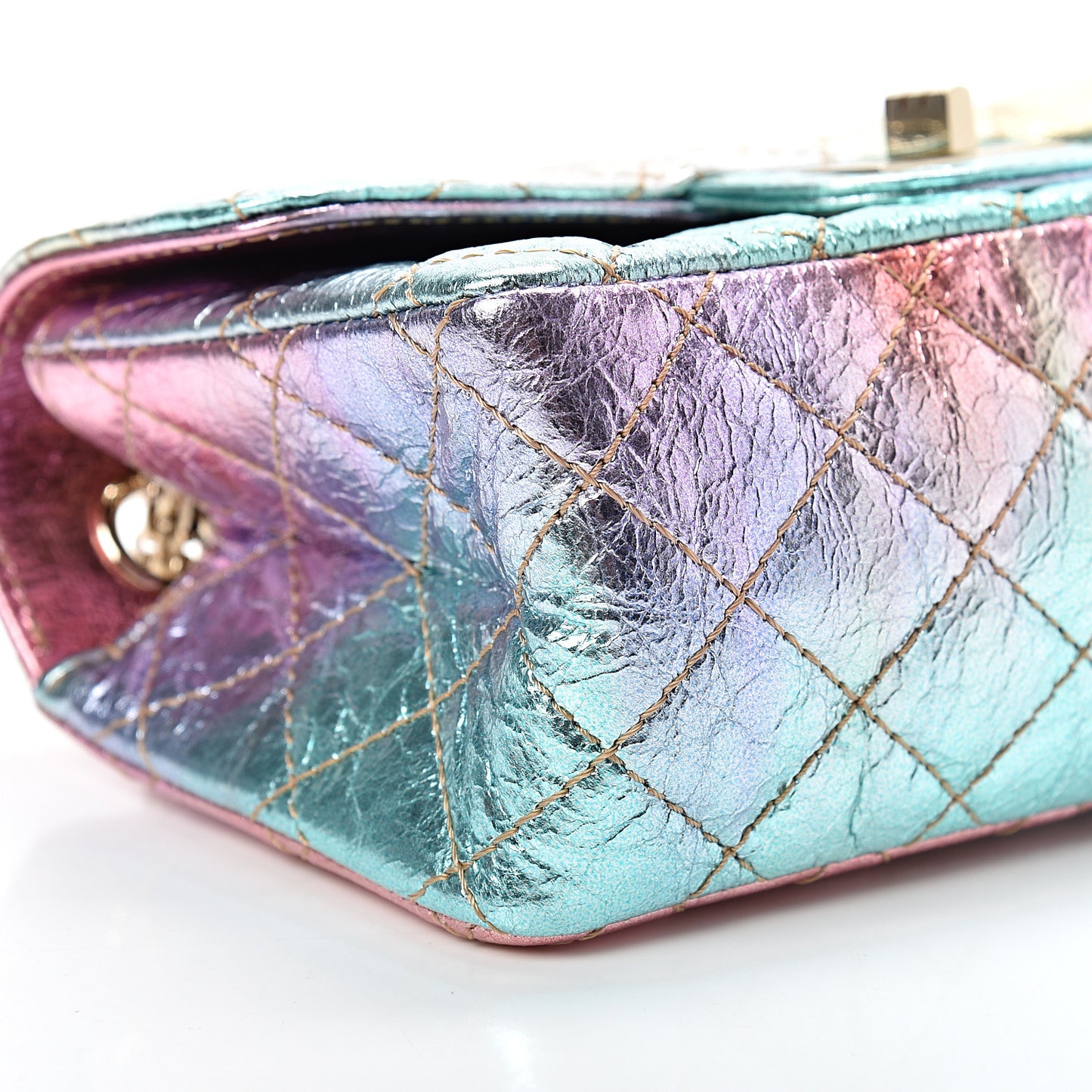 Metallic Goatskin Quilted Mini 2.55 Reissue Flap Multicolor