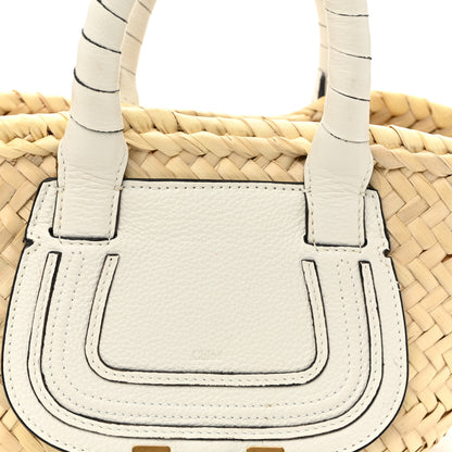 Chloe Raffia Small Grain Calfskin Mini Marcie Basket White 7 of 9