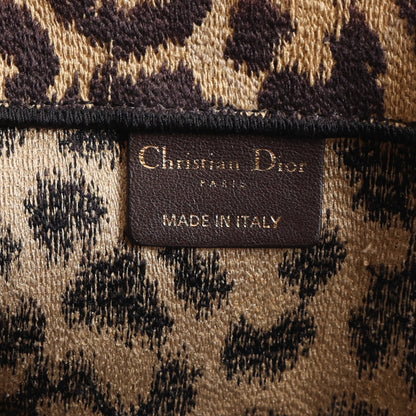 Christian Dior Canvas Mizza Embroidered Large Leopard Book Tote Beige 5 of 9