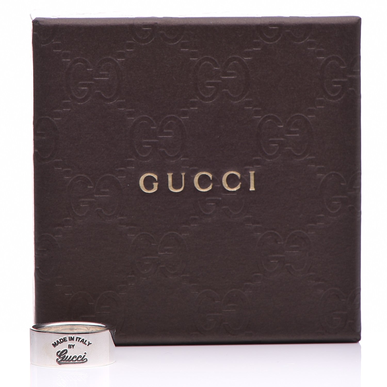 Gucci Sterling Silver Wide Signature Band Ring 7.75 56.5 8 of 8