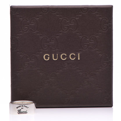 Gucci Sterling Silver Wide Signature Band Ring 7.75 56.5 8 of 8