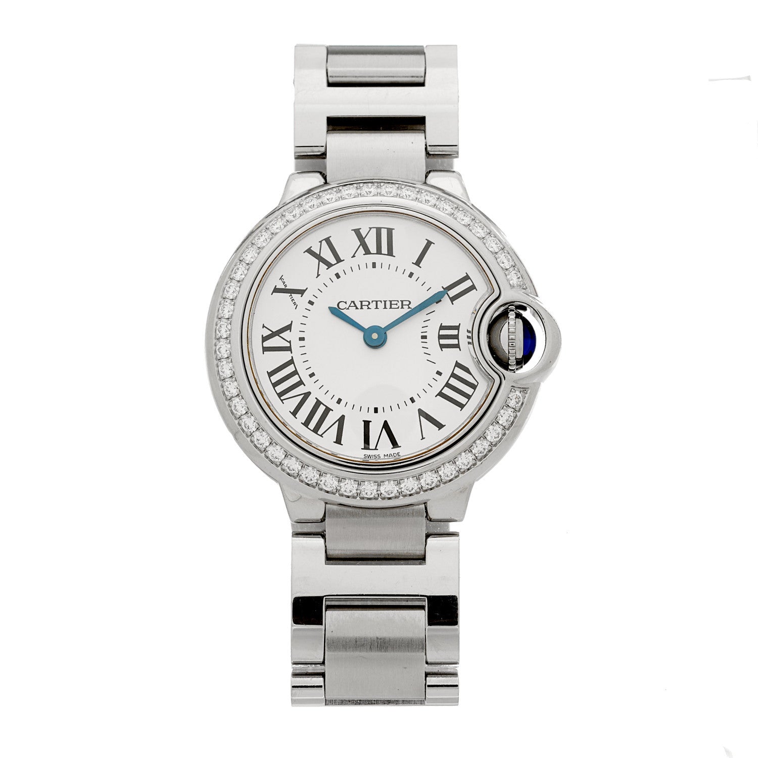 Cartier Stainless Steel Diamond Bezel 28mm Ballon Bleu De Cartier Quartz Watch 1 of 5