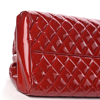 Chanel Patent Quilted Medium Just Mademoiselle Bowling Bag Red 10 of 12