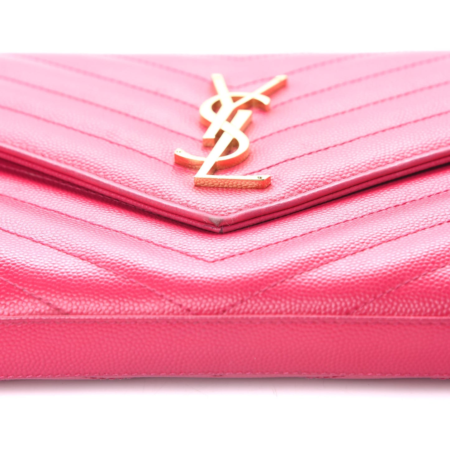 Grain De Poudre Matelasse Chevron Monogram Chain Wallet Bubblegum
