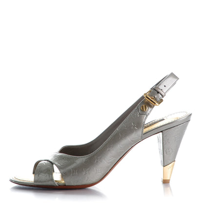 Louis Vuitton Vernis No Doubt Slingback Heels 39 Gris Art Deco 1 of 16