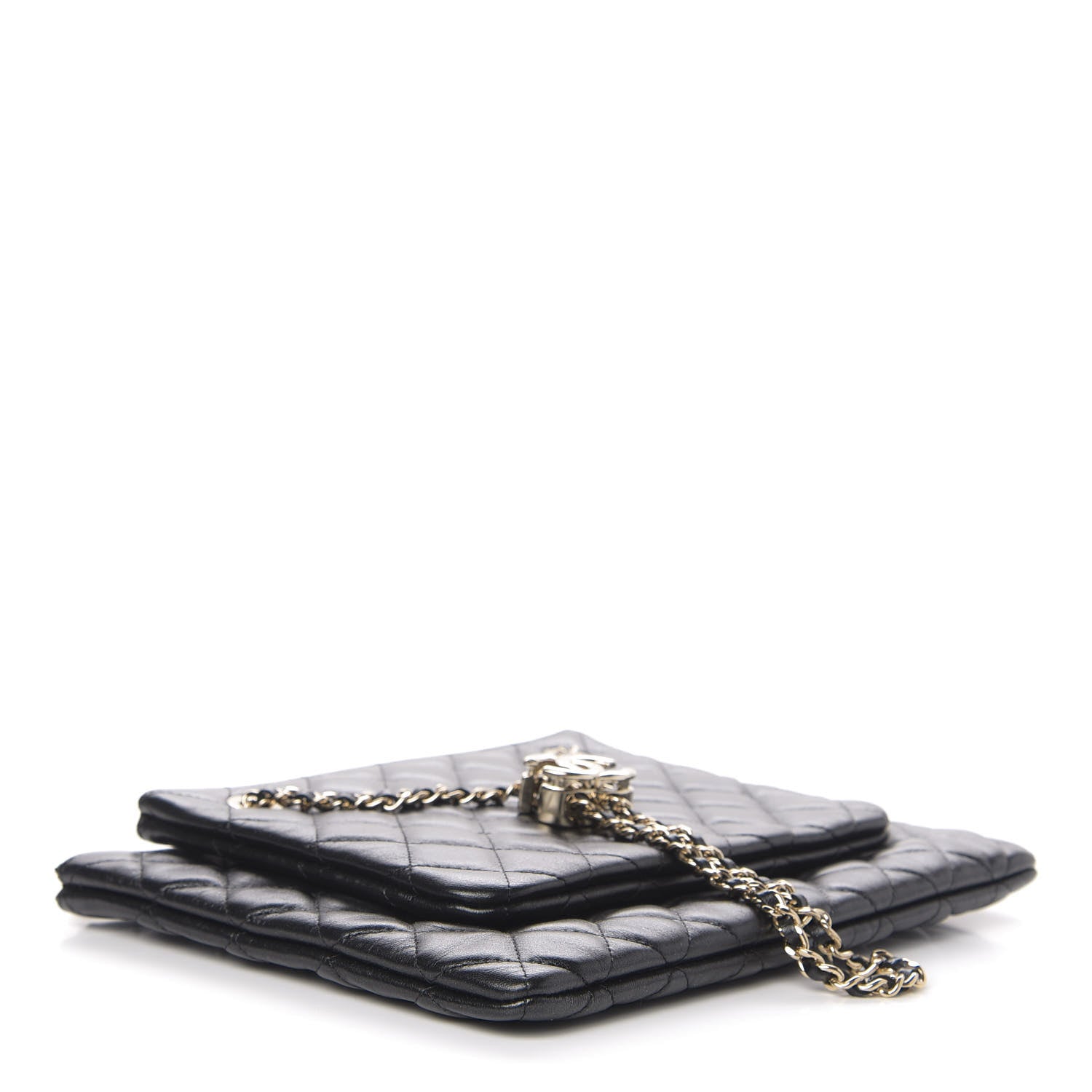 Chanel Shiny Lambskin Quilted Medium Double Case With Strap Black 6 of 23