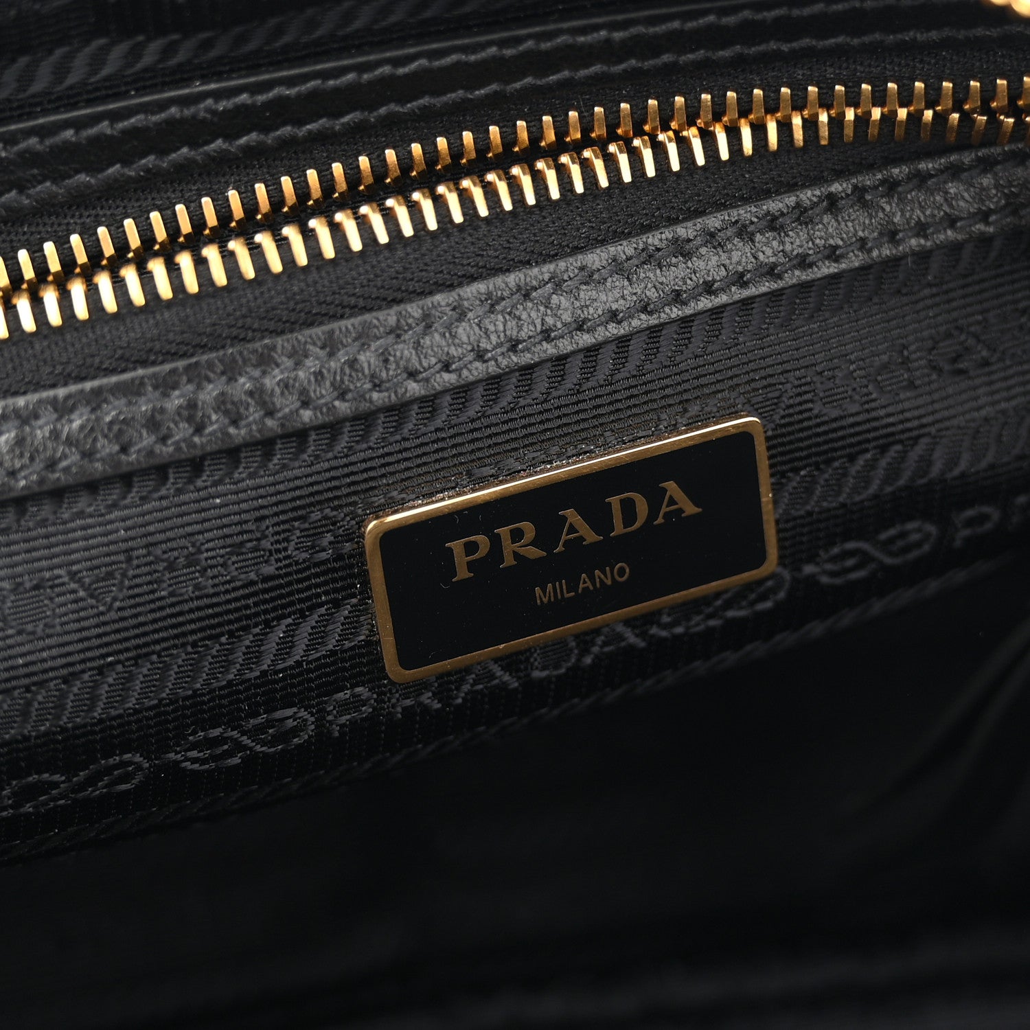 Prada Glace Calfskin Embossed Logo Crossbody Black 6 of 10