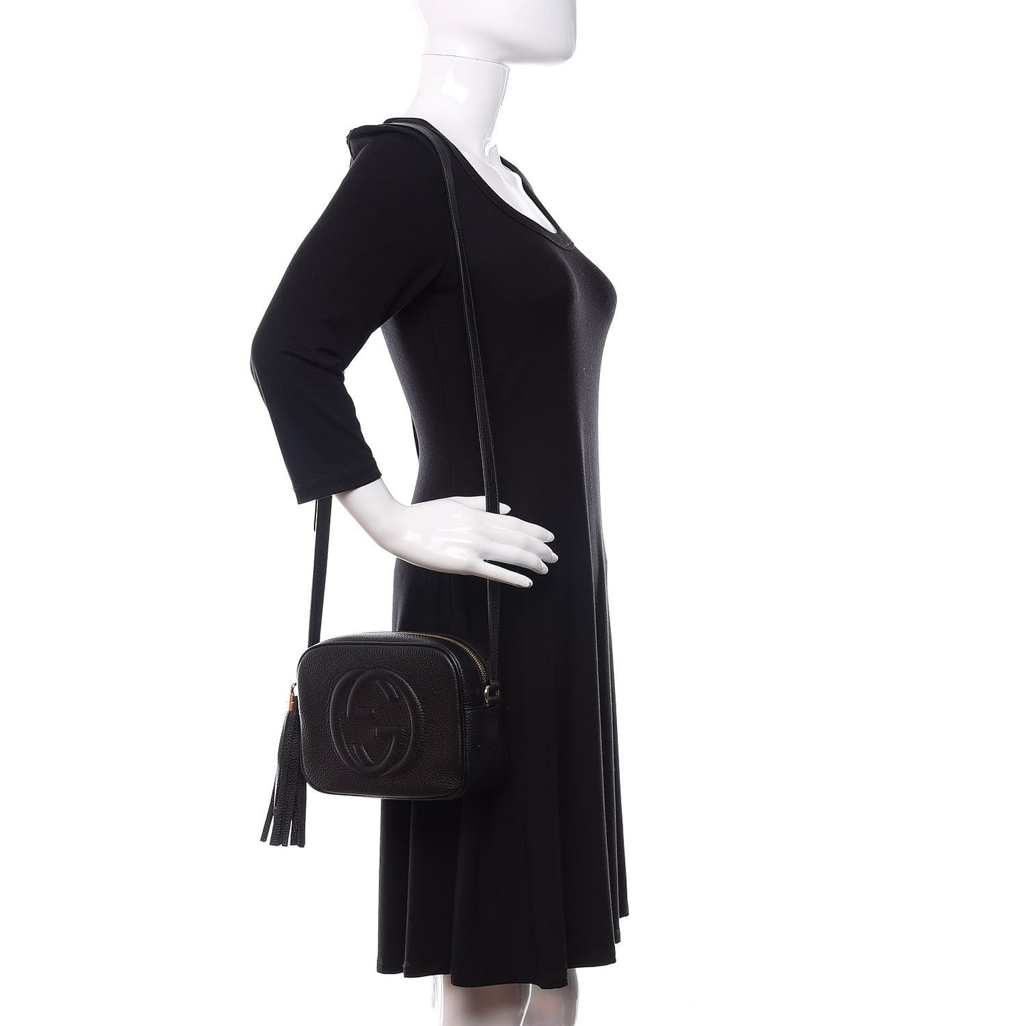 Pebbled Calfskin Small Soho Disco Bag Black
