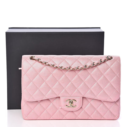 Chanel Iridescent Caviar Quilted Jumbo Double Flap Rose Pink 11 of 11