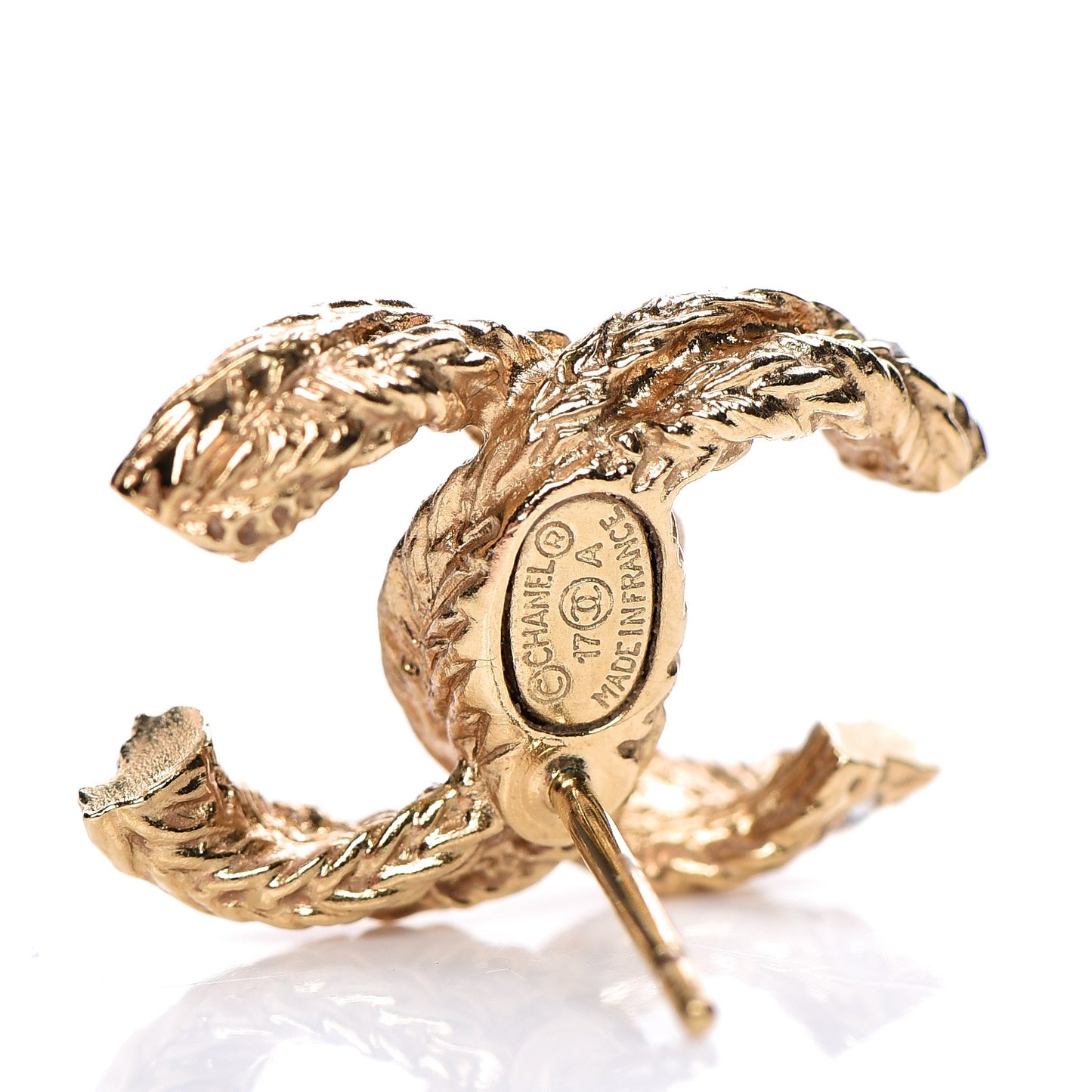 Crystal Twisted CC Earrings Gold