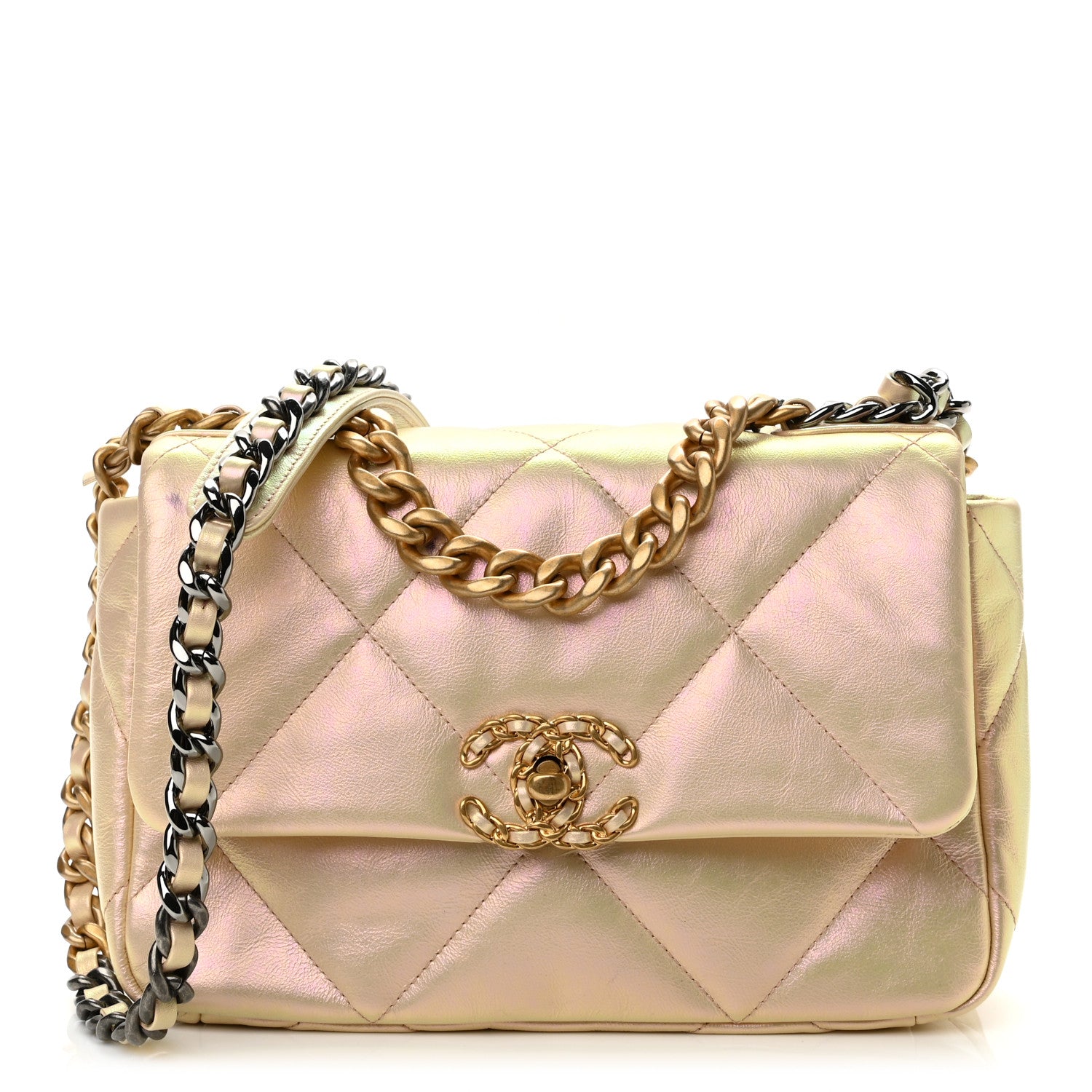 Chanel Iridescent Lambskin Quilted Medium Chanel 19 Flap Pink 1 of 10