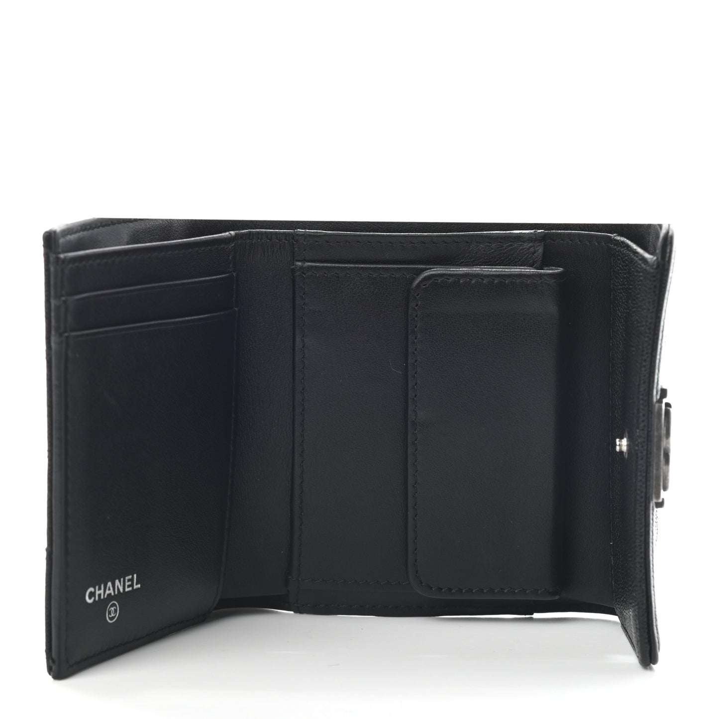 Caviar Quilted Compact Boy Wallet Black