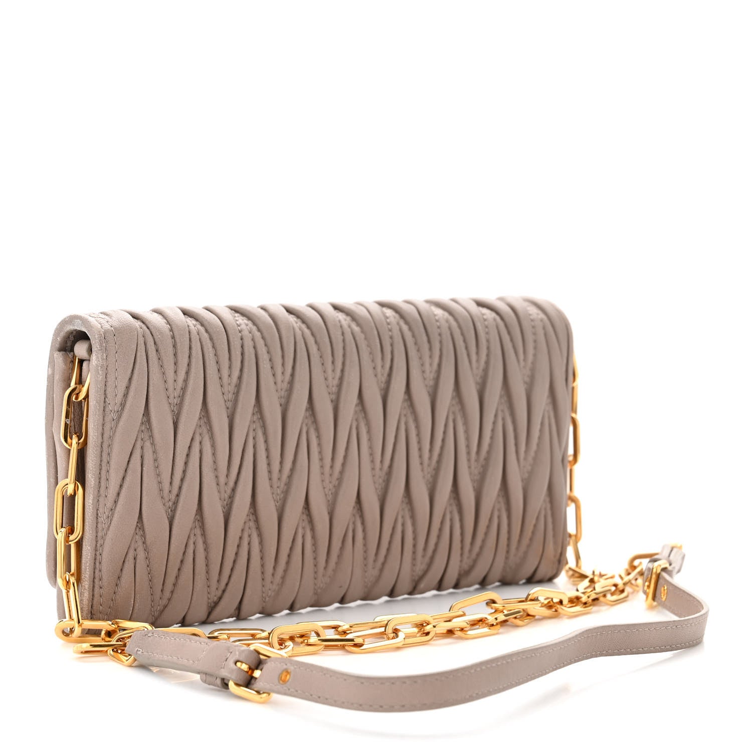Miu Miu Nappa Matelasse Wallet On Chain Pomice 2 of 12