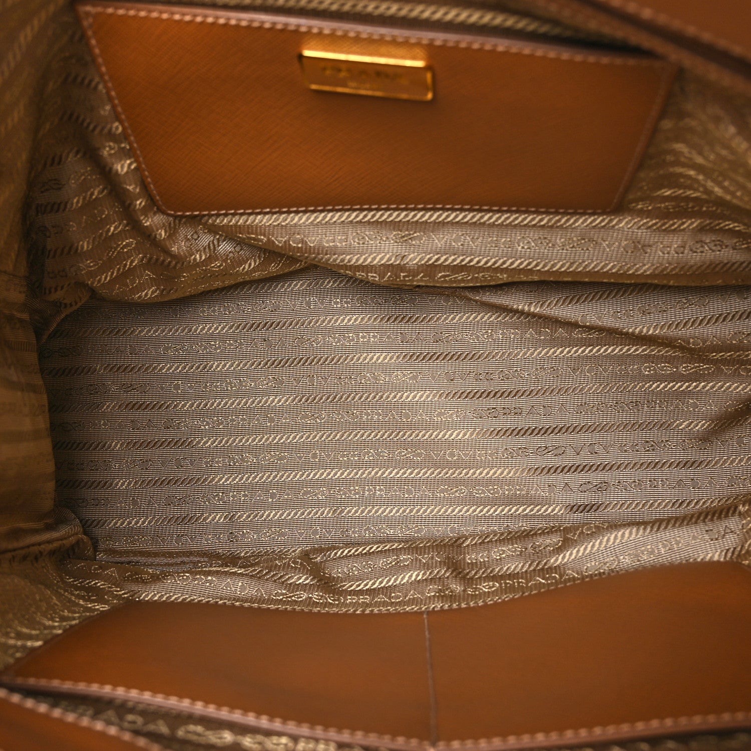 Prada Saffiano Lux Galleria Front Pocket Tote Caramel 5 of 9