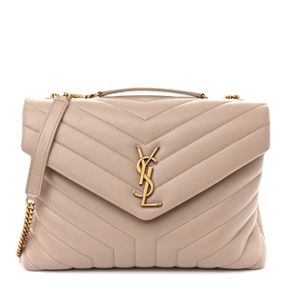 Saint Laurent Calfskin Y Quilted Monogram Medium Loulou Chain Satchel Light Natural 1 of 10