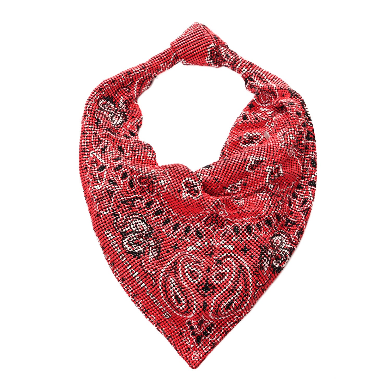 Alexander Wang Twill Chainmail Mesh Printed Bandana Scarf Bag Bright Red 3 of 10