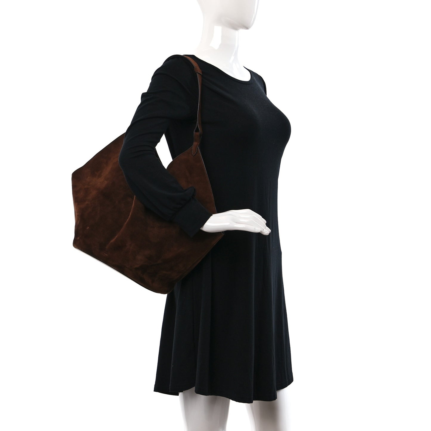 Suede Calfskin Medium Lotus Tote Toffee