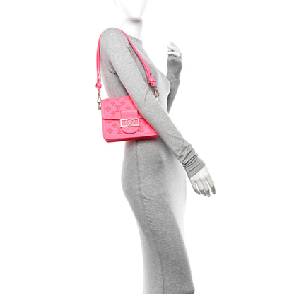 Louis Vuitton Grained Calfskin Tufted Monogram Mini Dauphine Fluo Pink 2 of 10