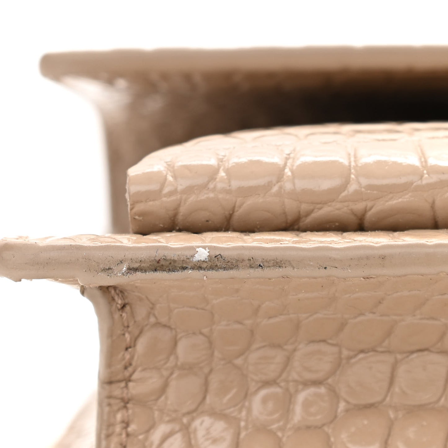 Calfskin Crocodile Embossed Medium Monogram Sunset Dark Beige