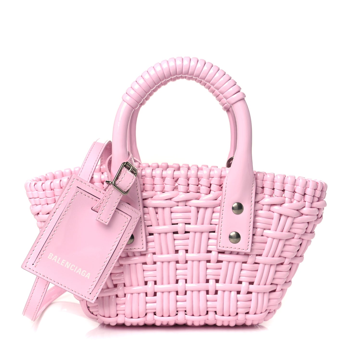 Faux Calfskin Braided Varnished XXS Bistro Basket Candy Pink