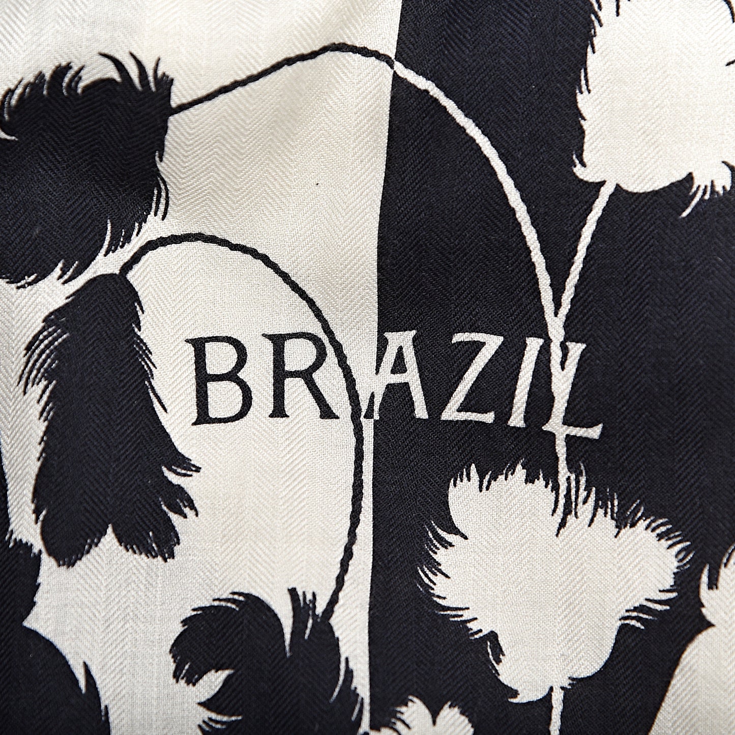 Cashmere Silk Brazil Tattoo Shawl 140 Bleu Noir Blanc