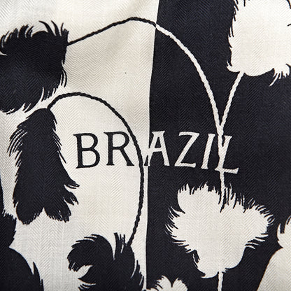 Hermes Cashmere Silk Brazil Tattoo Shawl 140 Bleu Noir Blanc 3 of 6