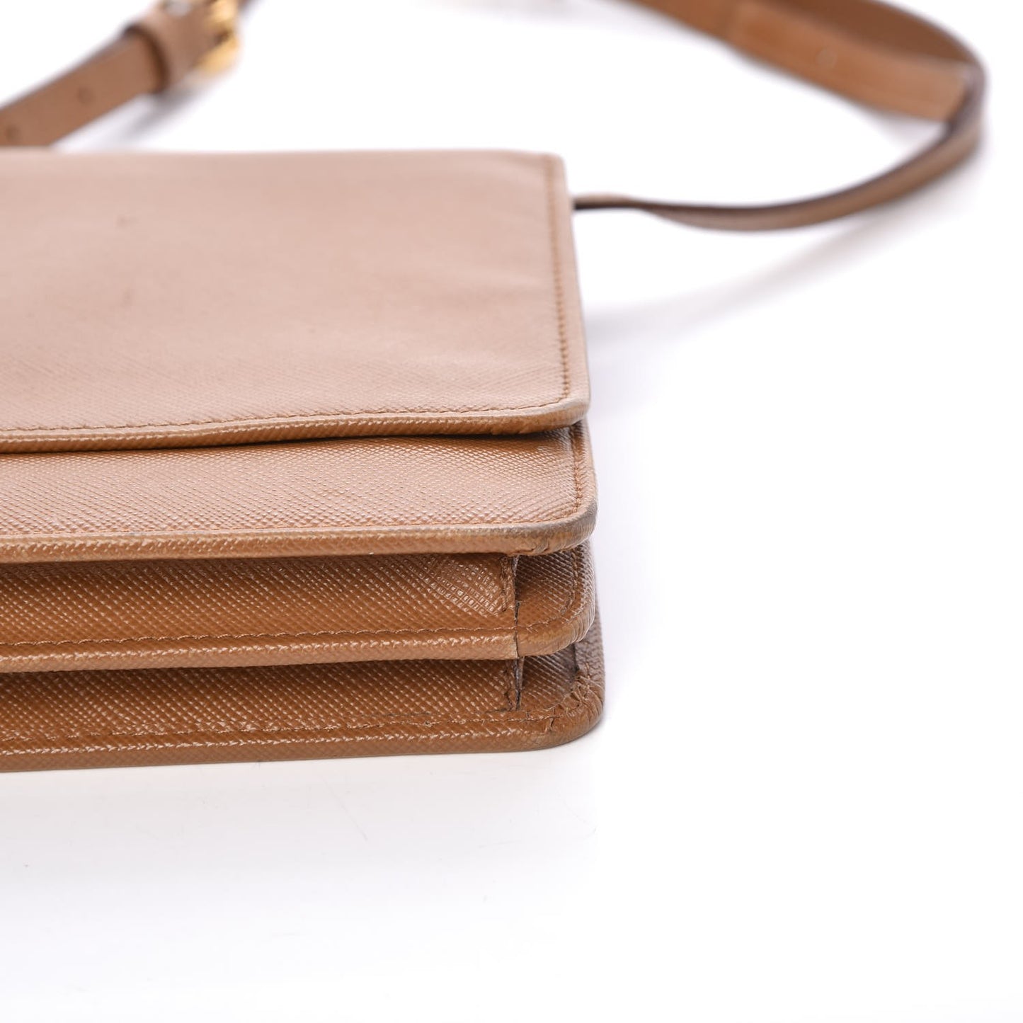 Saffiano Metal Flap Wallet Caramel