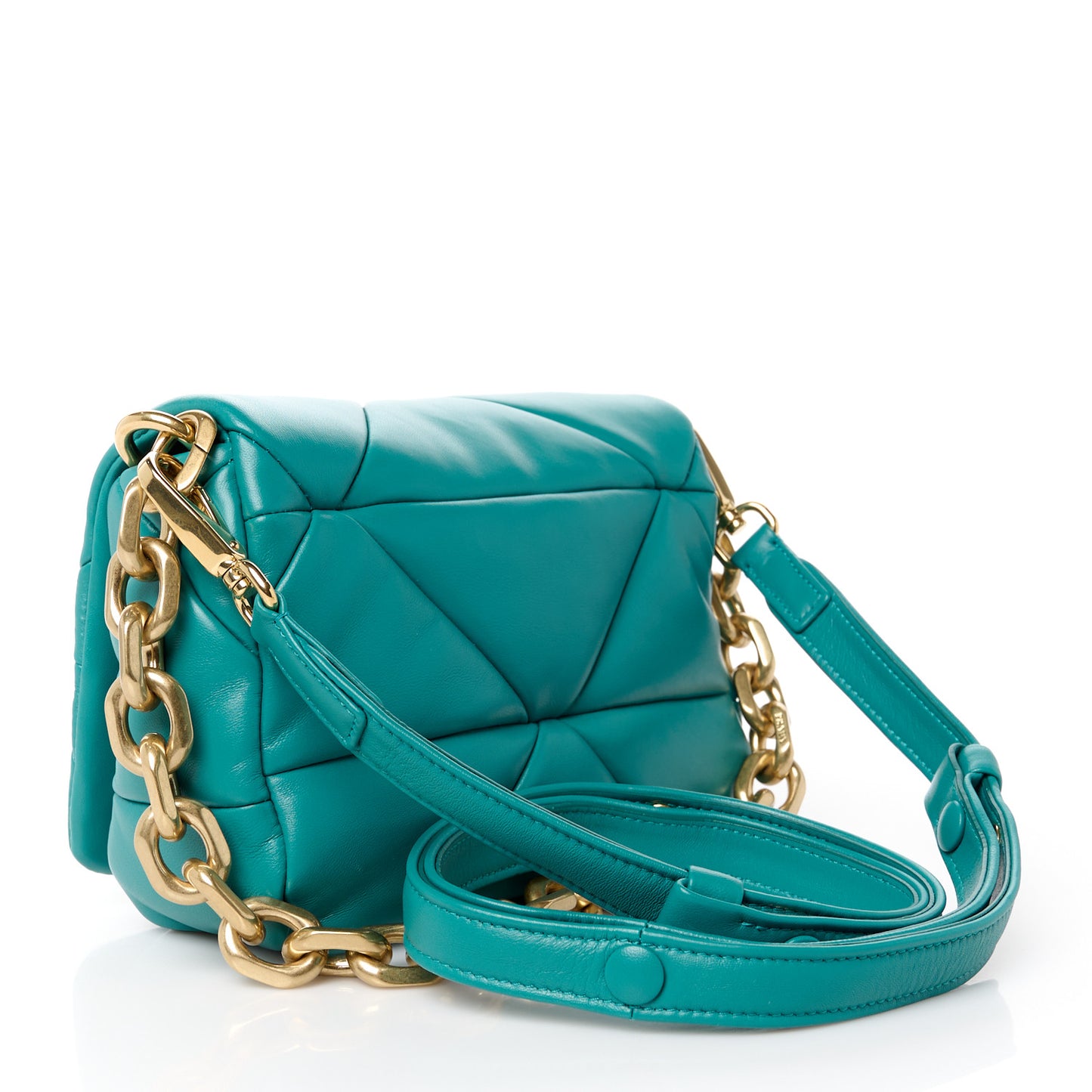 Nappa Metal Quilted Small Patchwork System Flap Bag Pavone