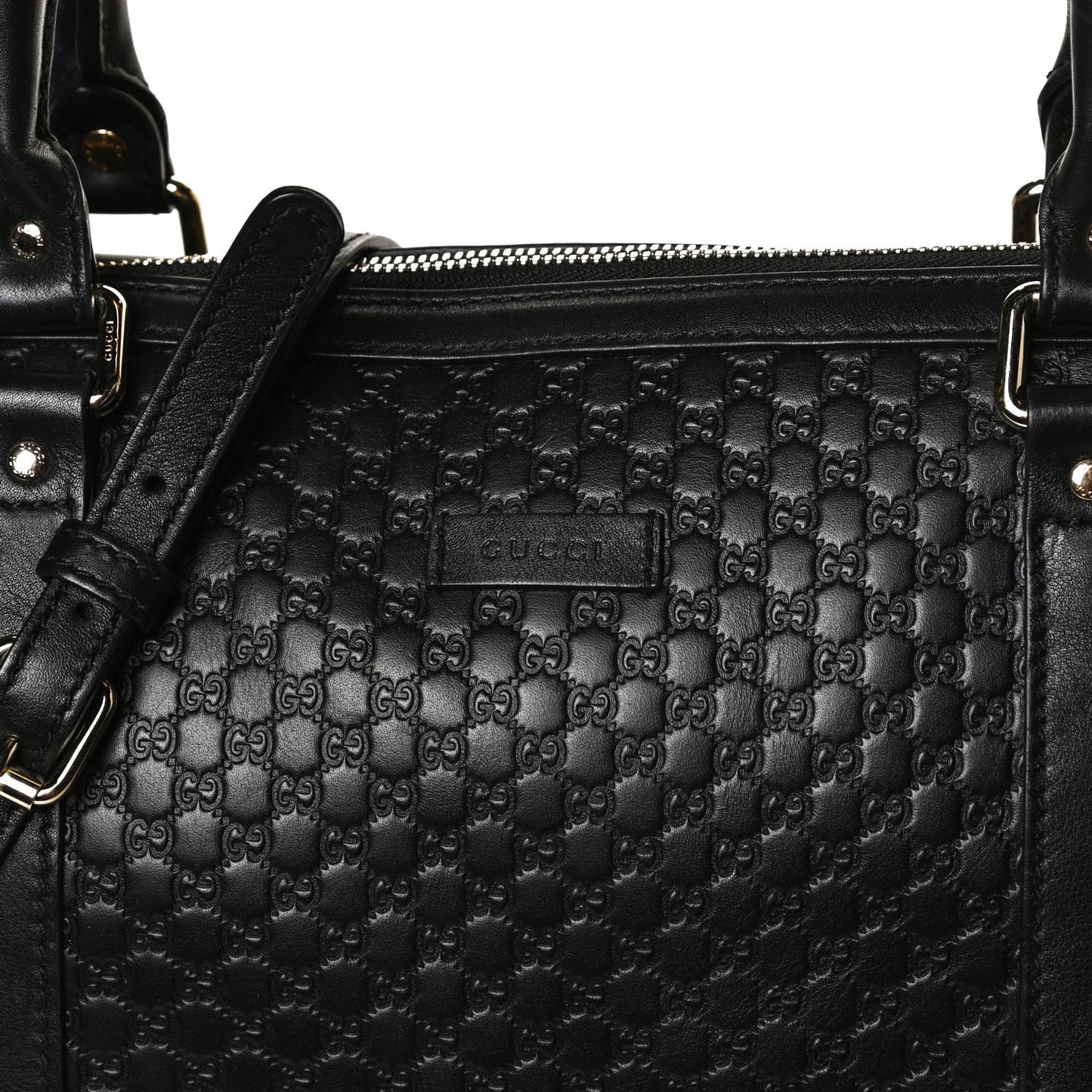 Soft Microguccissima Medium Zippered Satchel Black