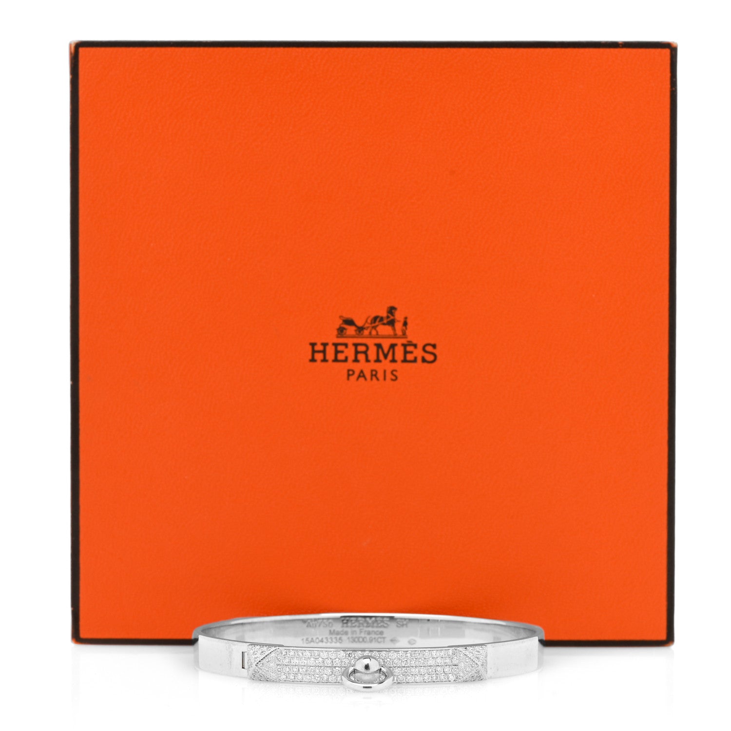 Hermes 18K White Gold Pave Diamond PM Collier De Chien Bracelet SH 5 of 5