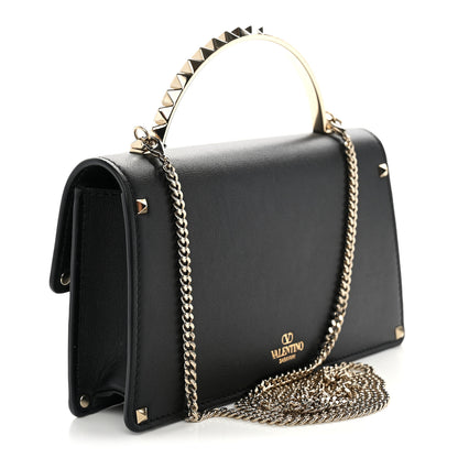 Valentino Garavani Calfskin Rockstud Flip Lock Top Handle Bag Black 3 of 9