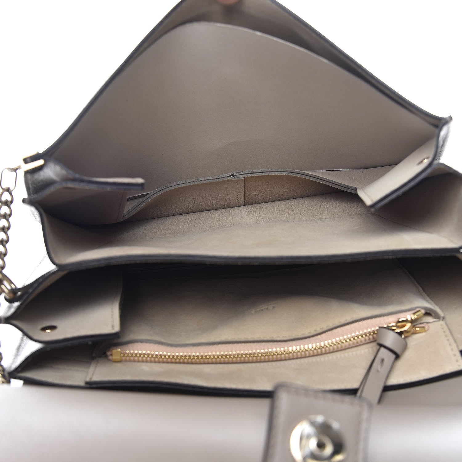 Chloe Calfskin Suede Medium Faye Shoulder Bag Motty Grey 7 of 10