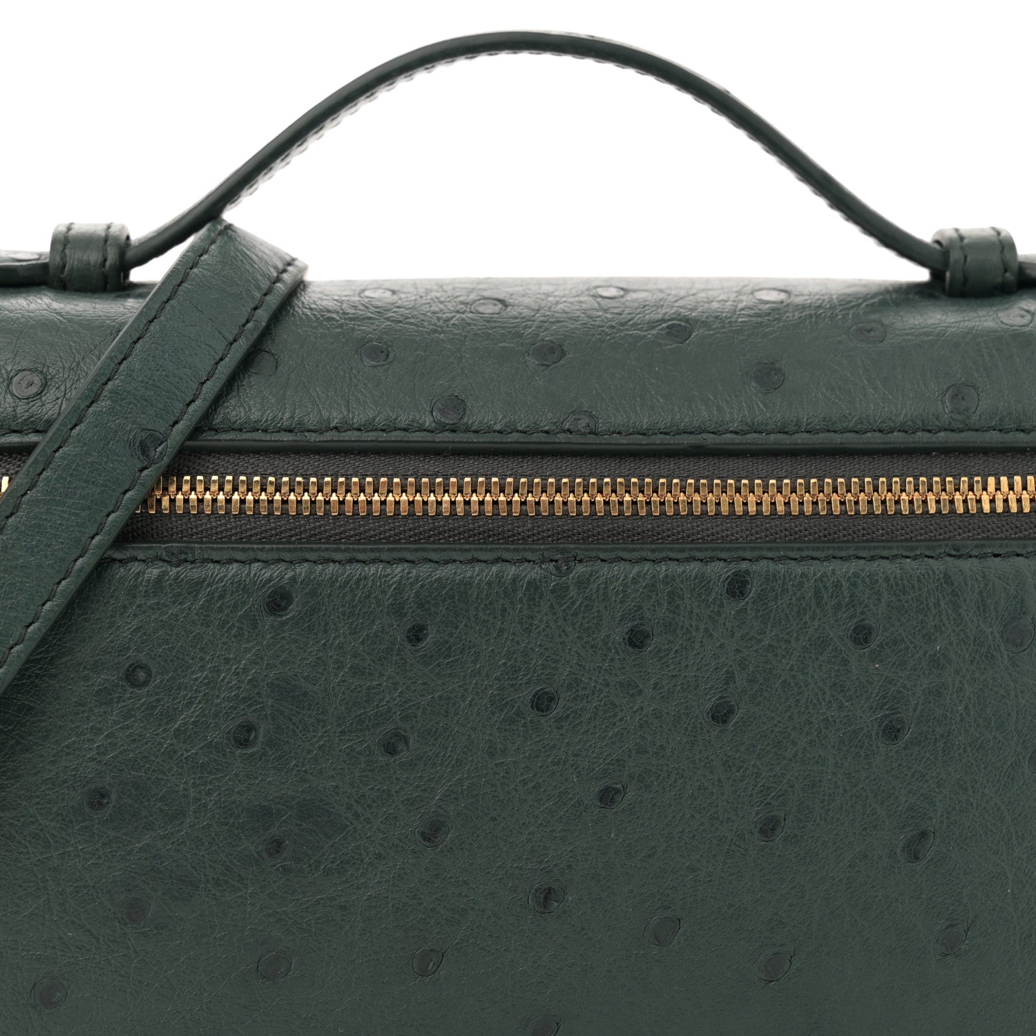 Loro Piana Ostrich L19 Extra Pocket Pouch Forest Green 7 of 9