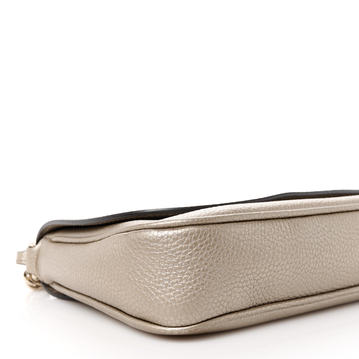 Metallic Pebbled Calfskin Medium Soho Flap Crossbody Golden Beige
