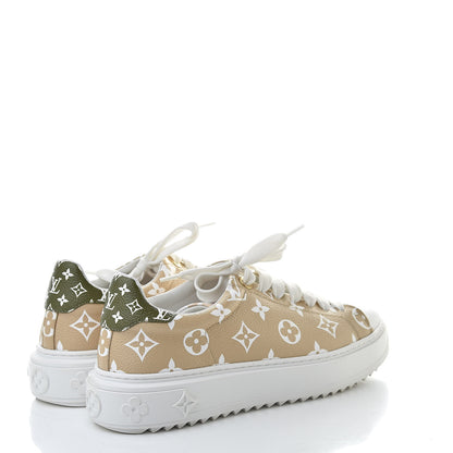 Louis Vuitton Monogram Giant Time Out Sneakers 37.5 Kaki White Beige 4 of 11