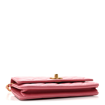 Chanel Caviar Quilted CC Turnlock Wallet On Chain WOC Pink 4 of 14