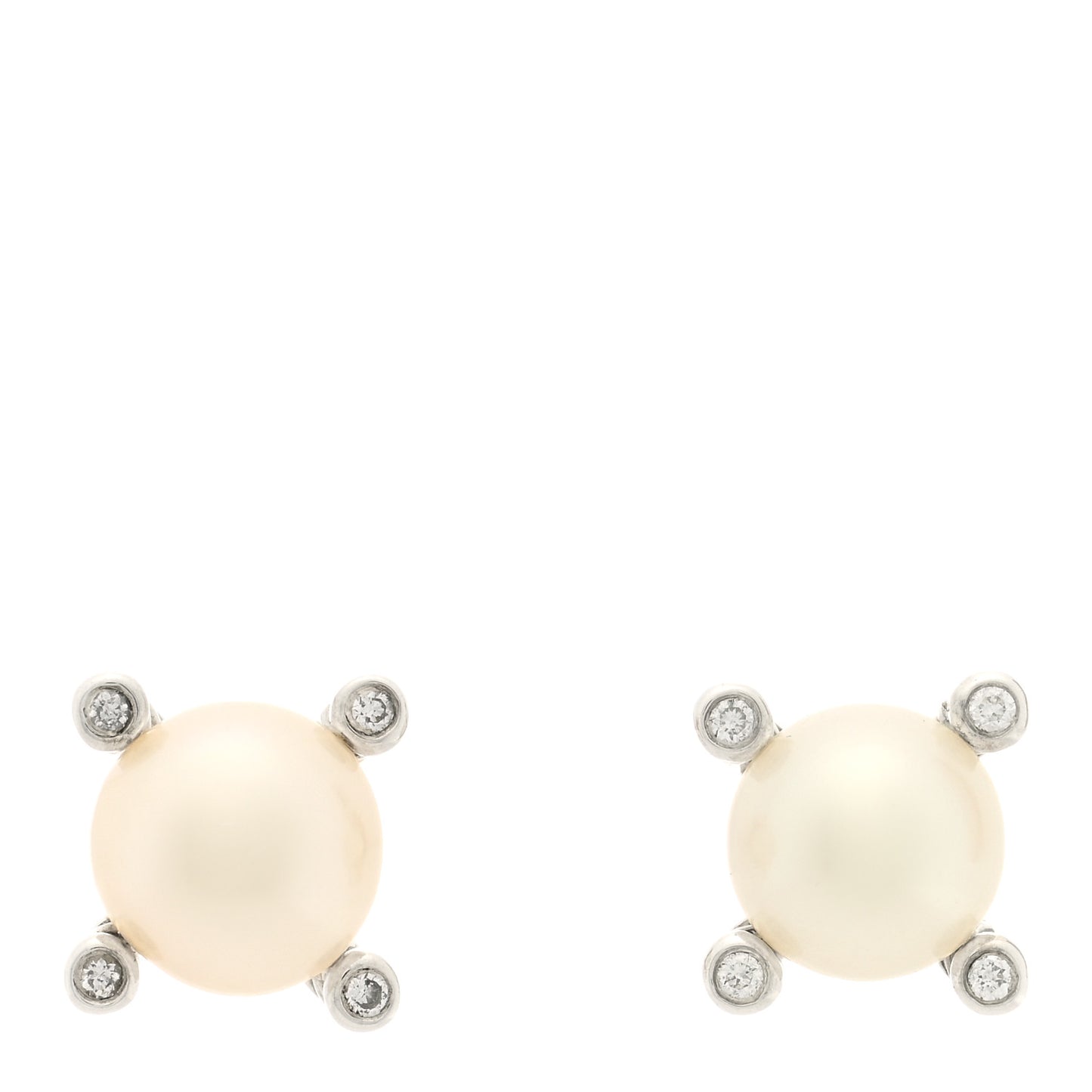 Sterling Silver Diamond Pearl 6-6.5mm Cable Stud Earrings