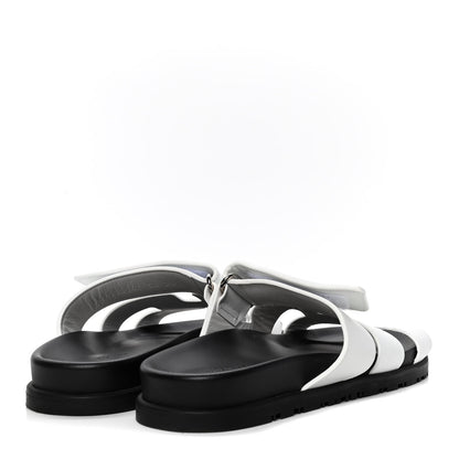 Hermes Calfskin Womens Chypre Sandals 38 White 3 of 5