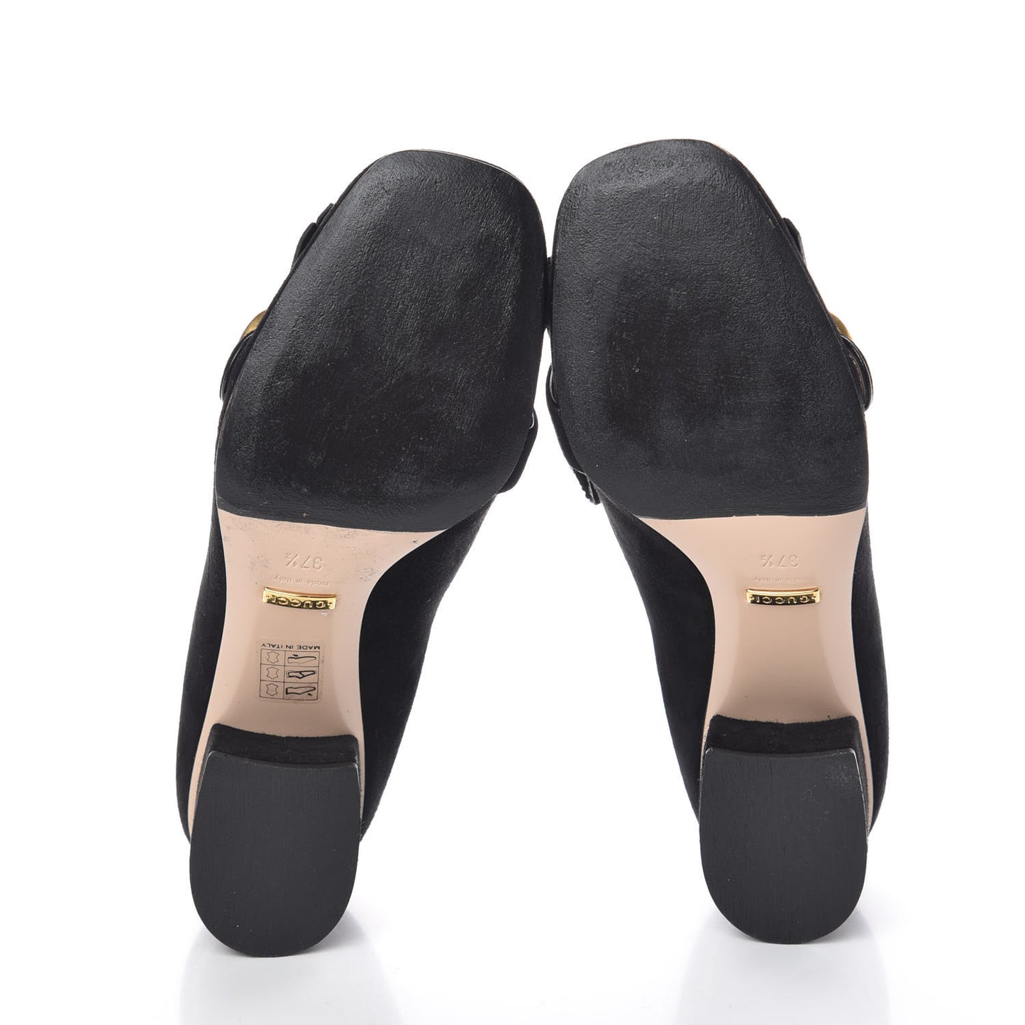 Kid Scamosciato GG Marmont Fringe 50mm Loafer Pumps 37.5 Black