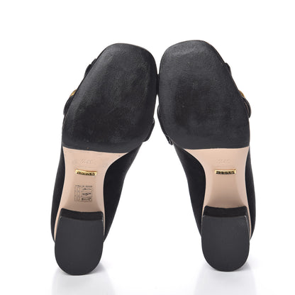 Gucci Kid Scamosciato GG Marmont Fringe 50mm Loafer Pumps 37.5 Black 7 of 14