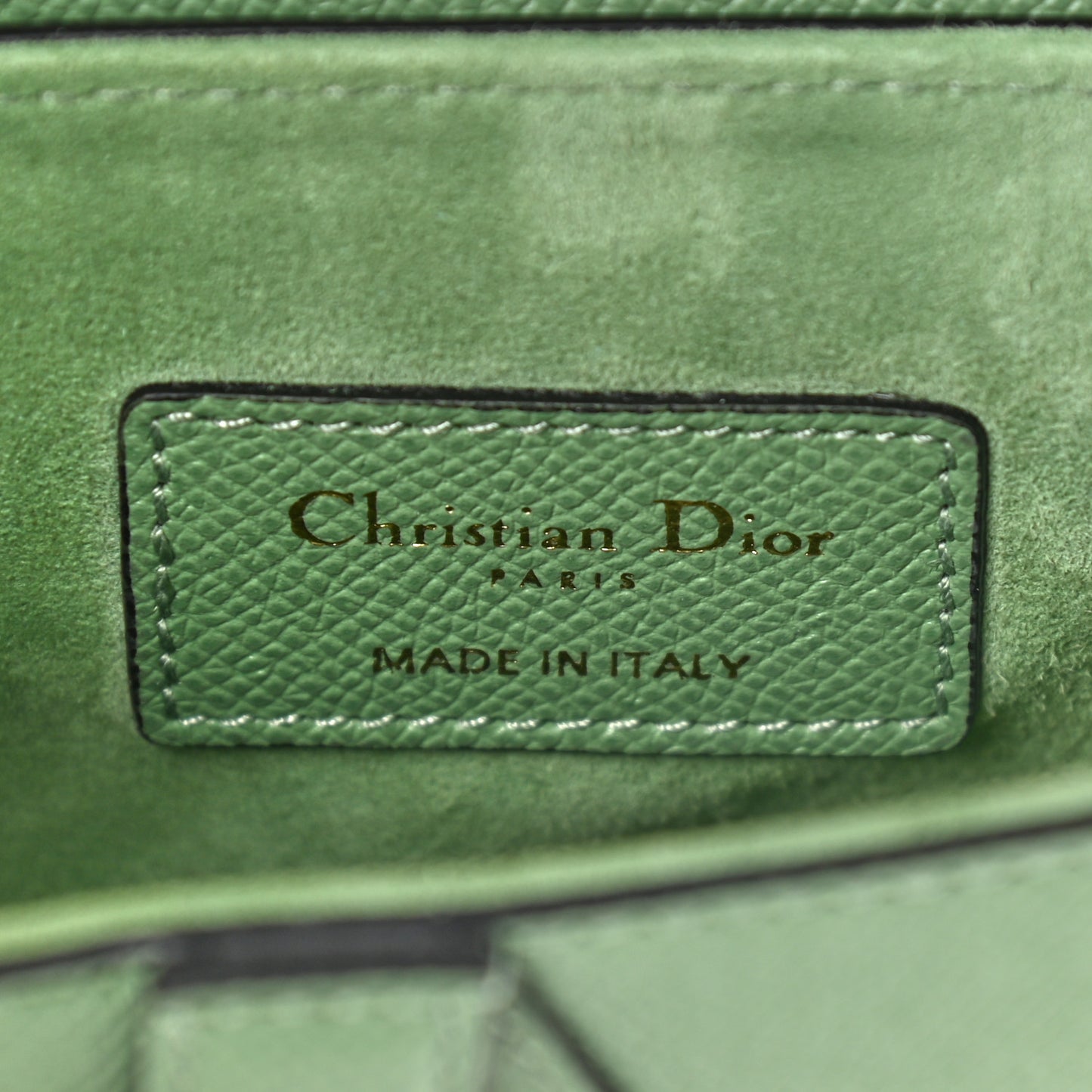Grained Calfskin Mini Saddle Bag Green
