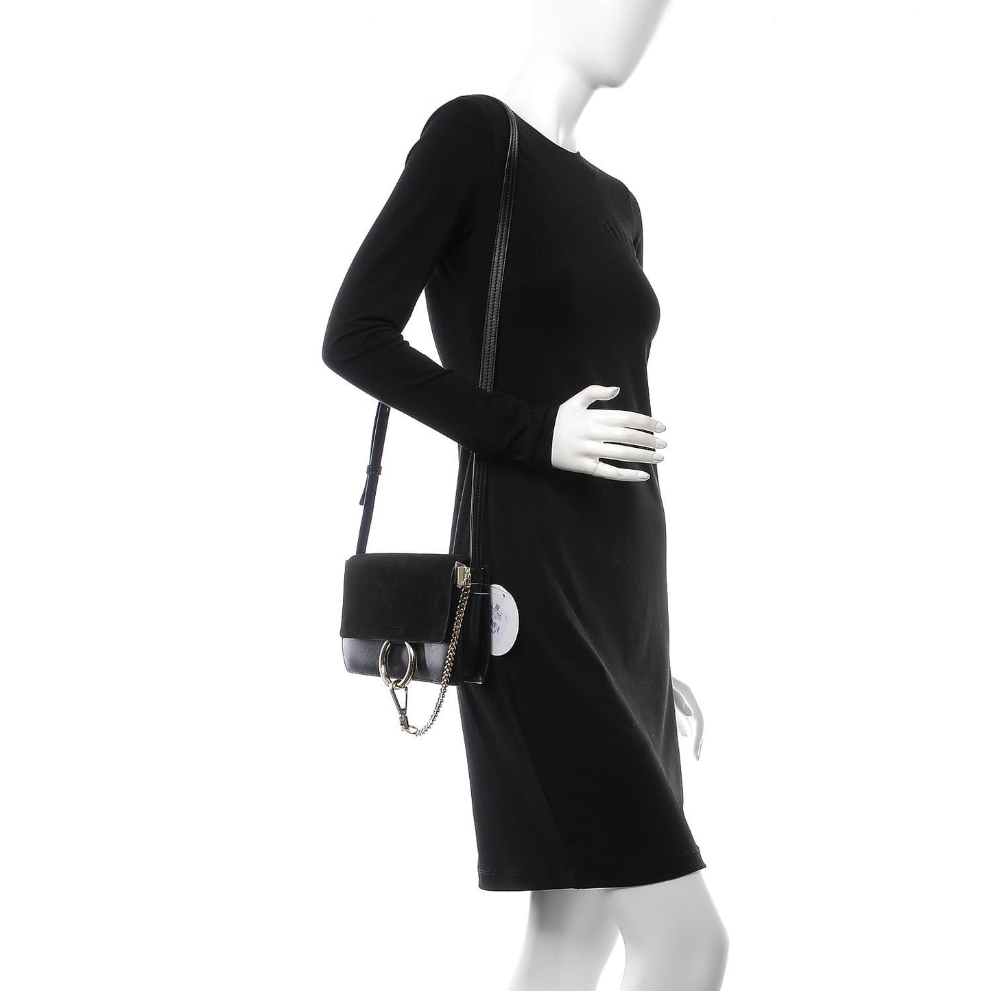 Suede Calfskin Small Faye Shoulder Bag Black