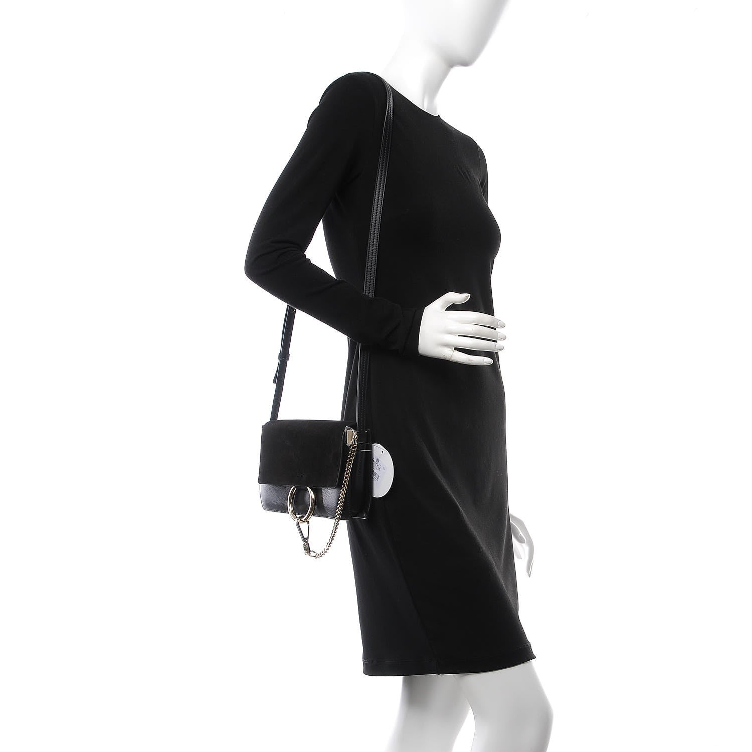 Chloe Suede Calfskin Small Faye Shoulder Bag Black 2 of 9