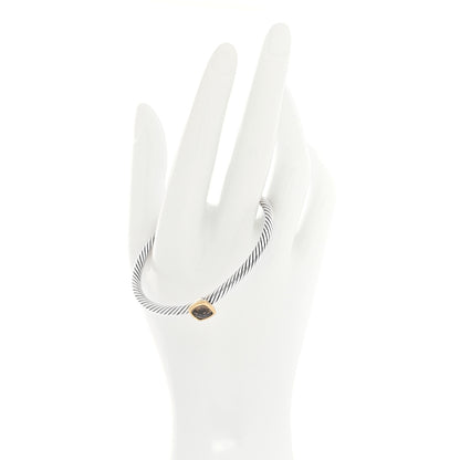 David Yurman Sterling Silver 18K Yellow Gold Smoky Quartz 4mm Cable Classics Station Bracelet 2 of 4