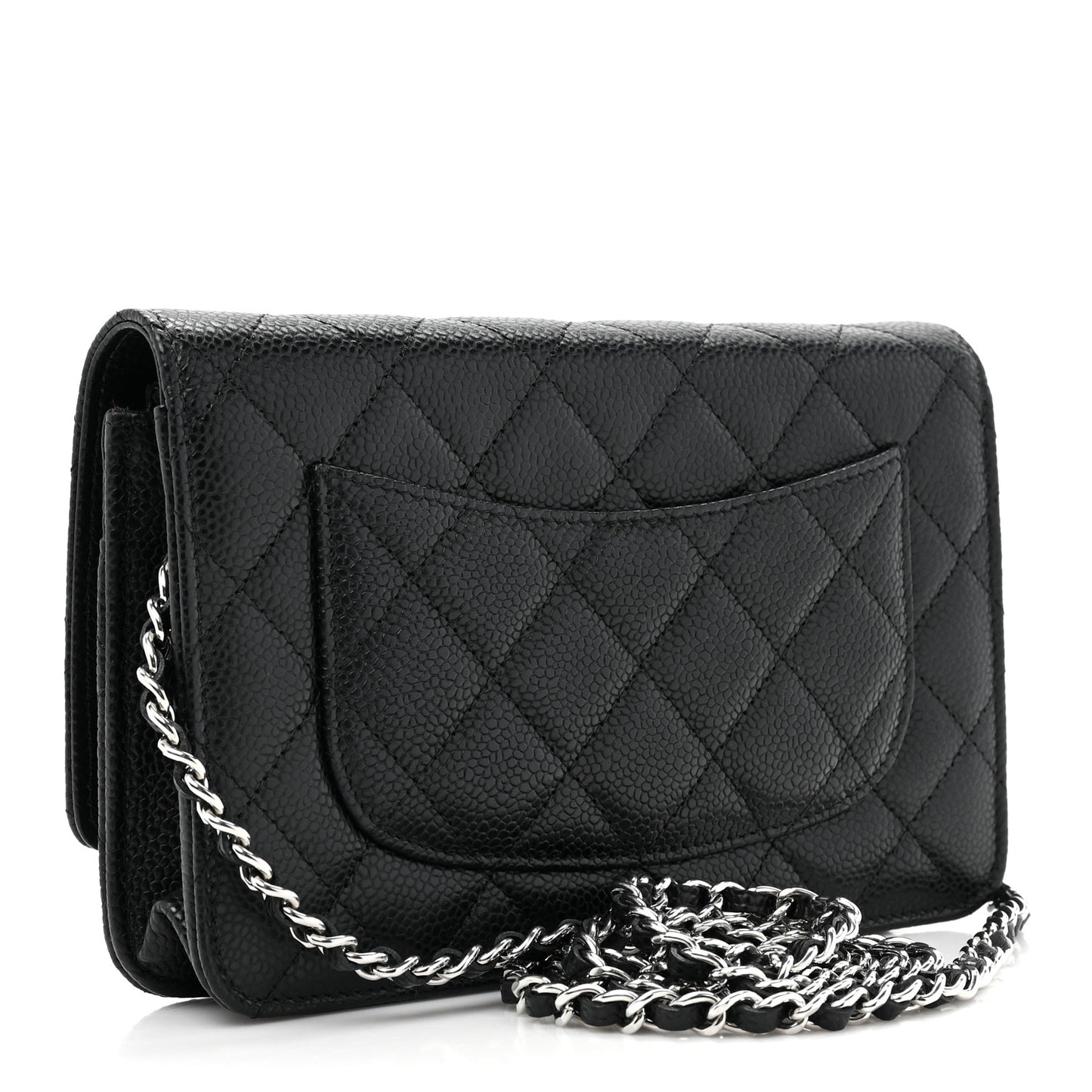 Caviar Quilted Wallet on Chain WOC Black
