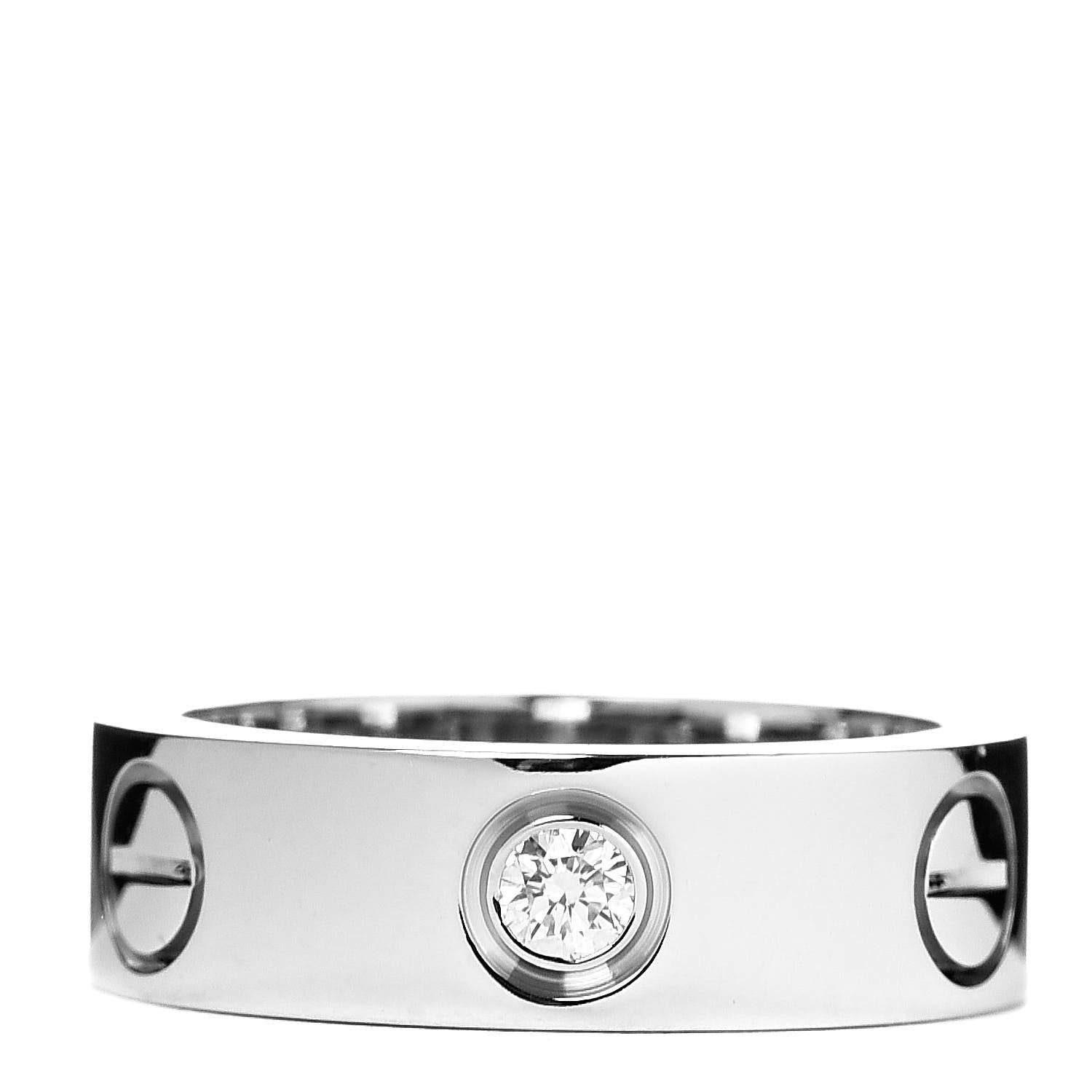 Cartier 18K White Gold 3 Diamond 5.5mm LOVE Ring 48 4.5 1 of 5