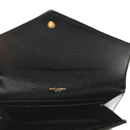 Saint Laurent Grain De Poudre Textured Mixed Matelasse Triquilt Monogram Clutch Black 5 of 7
