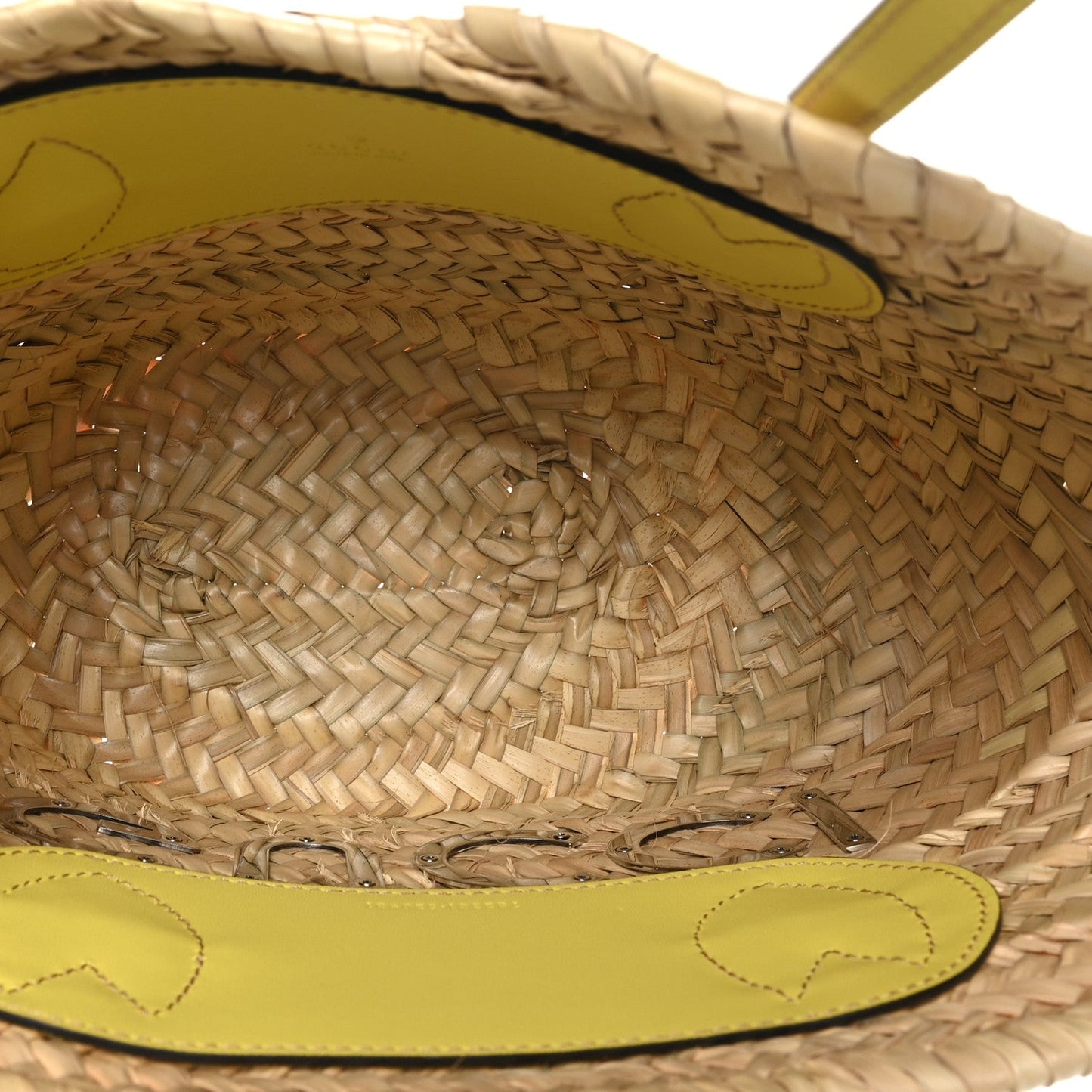 Straw Calfskin Plexiglass Mini Logo Tote Yellow